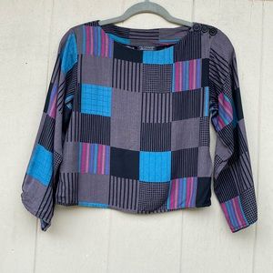 Vintage Cropped Blouse with Sleeve Detail